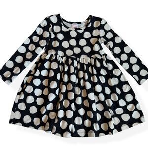 Hanna Andersson Baby Skater Dress Black White Polka Dots 90cm US 3T